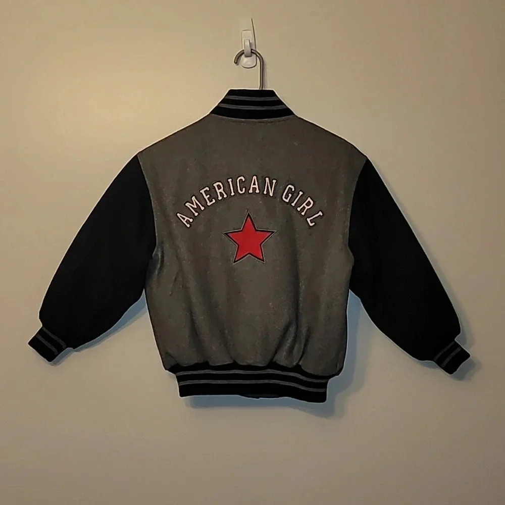 American Girl Small Varsity Letterman jacket embroidery Mallory star gray LOT N - Picture 5 of 10
